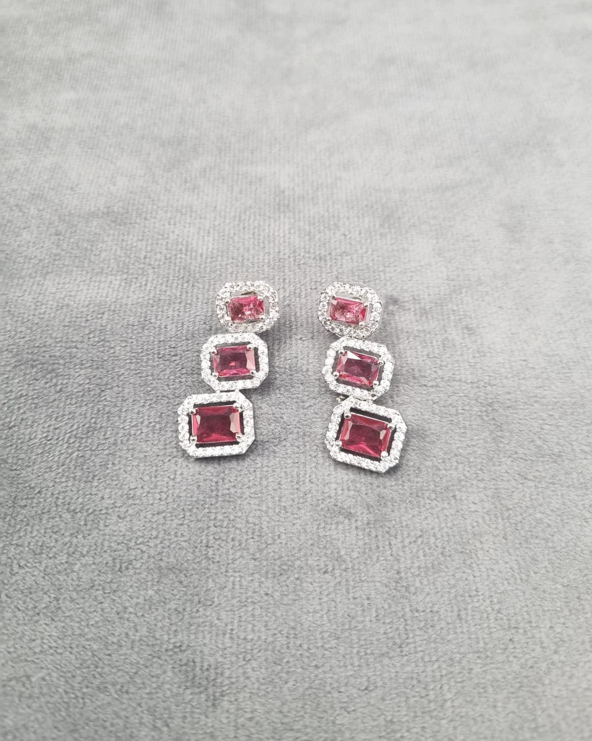 Sapphire Triple Cut Dangle Earrings