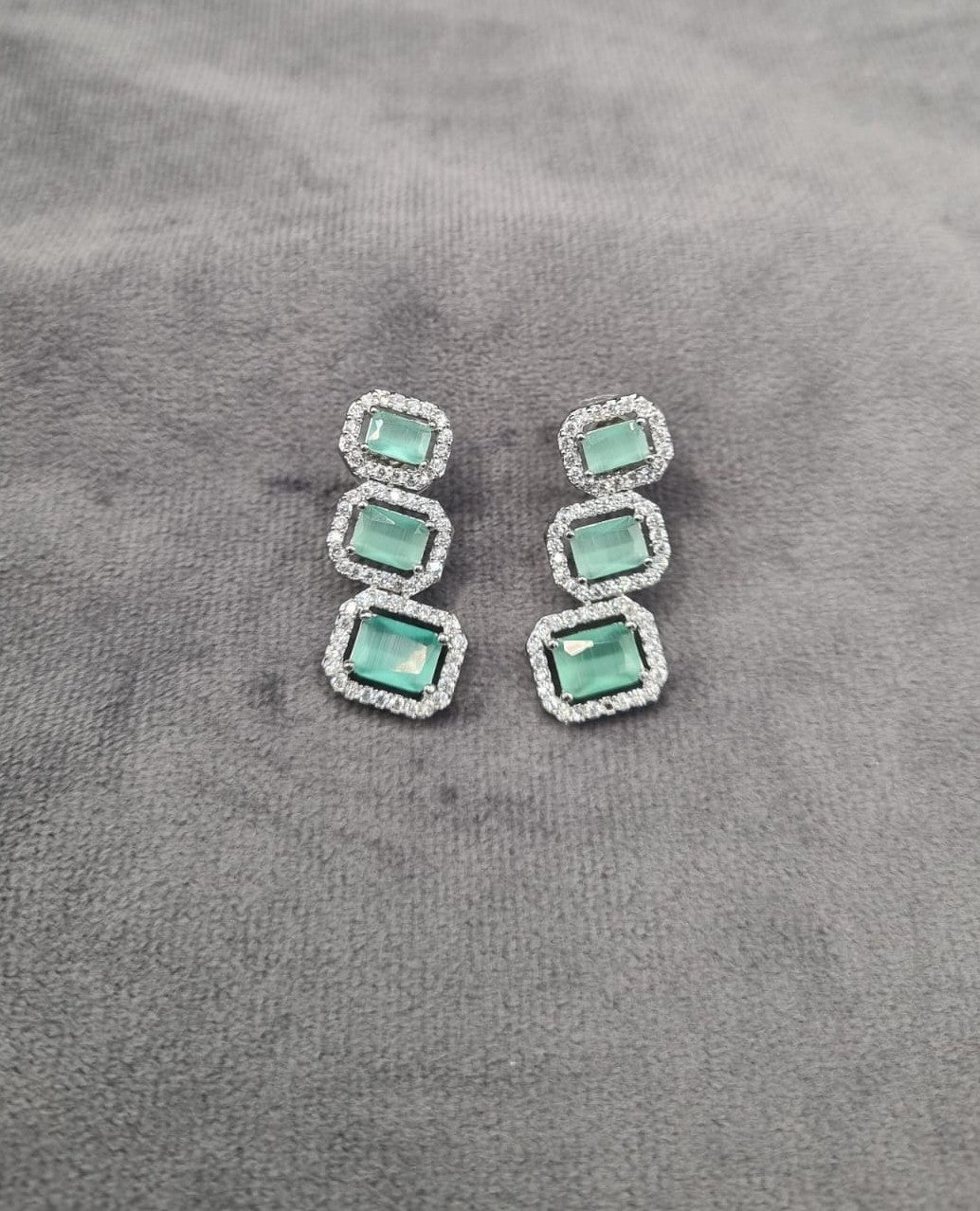 Sapphire Triple Cut Dangle Earrings