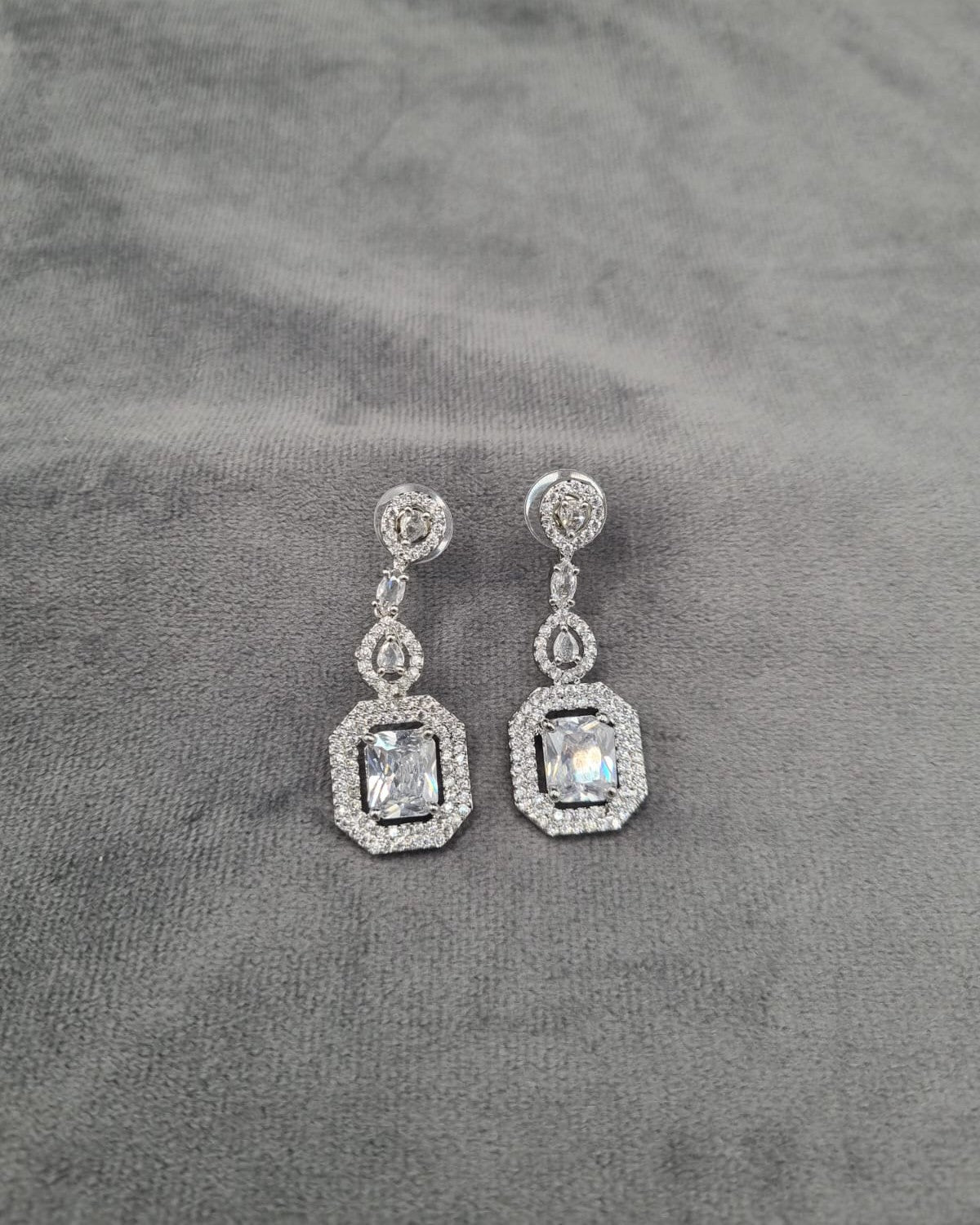 Silver Tone Tiered Halo Drops