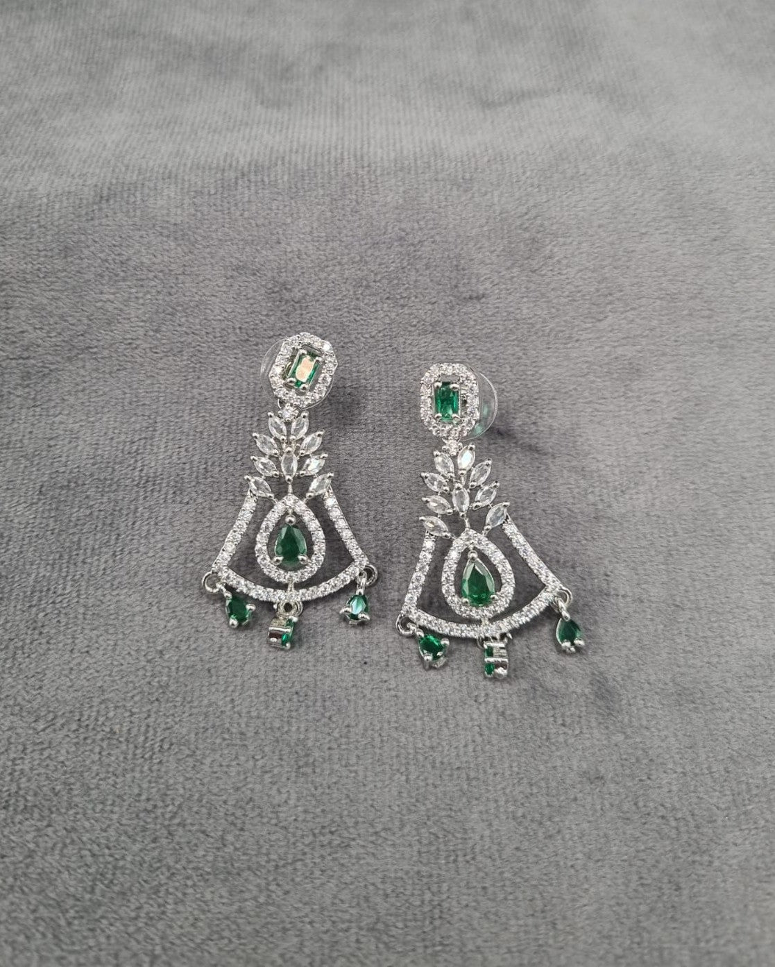 Silver Tone Art Deco Statement Dangles