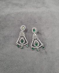 Silver Tone Art Deco Statement Dangles