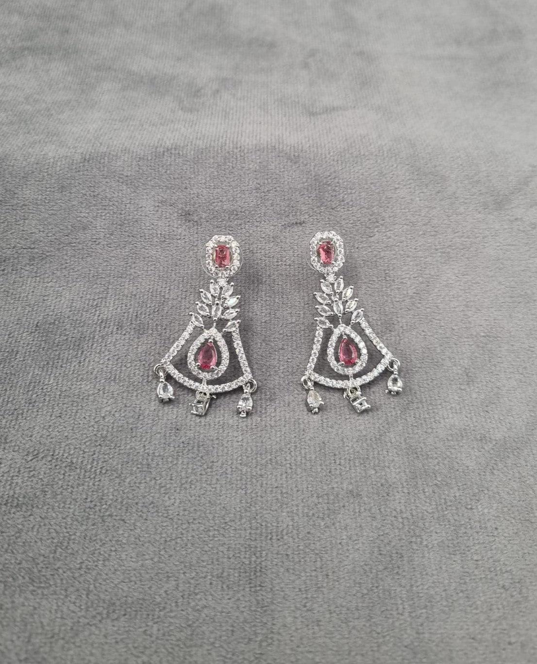 Silver Tone Art Deco Statement Dangles