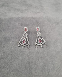 Silver Tone Art Deco Statement Dangles
