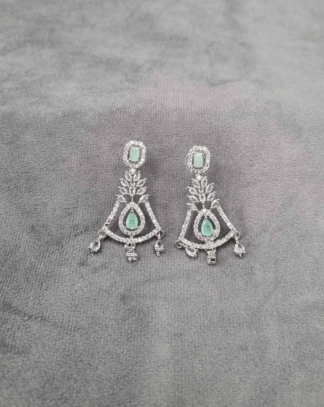Silver Tone Art Deco Statement Dangles