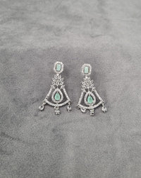 Silver Tone Art Deco Statement Dangles