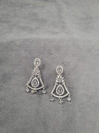 Silver Tone Art Deco Statement Dangles