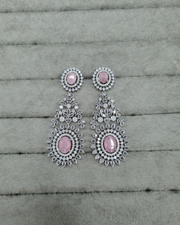 Luxurious Deep Green & AD Long Drops Earrings