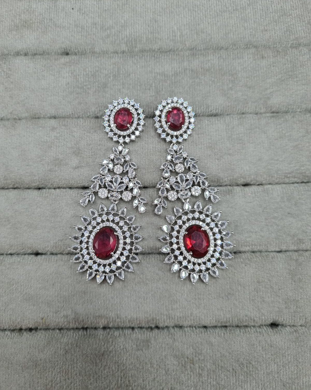 Luxurious Deep Green & AD Long Drops Earrings