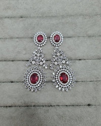 Luxurious Deep Green & AD Long Drops Earrings