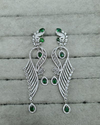 Royal Blue Long Silver-Tone AD Earrings