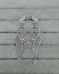 Royal Blue Long Silver-Tone AD Earrings
