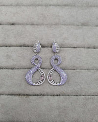 Modern Silver-Plated Pink and Green AD Earrings