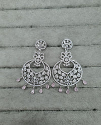 Floral Red & White AD Earrings Drops