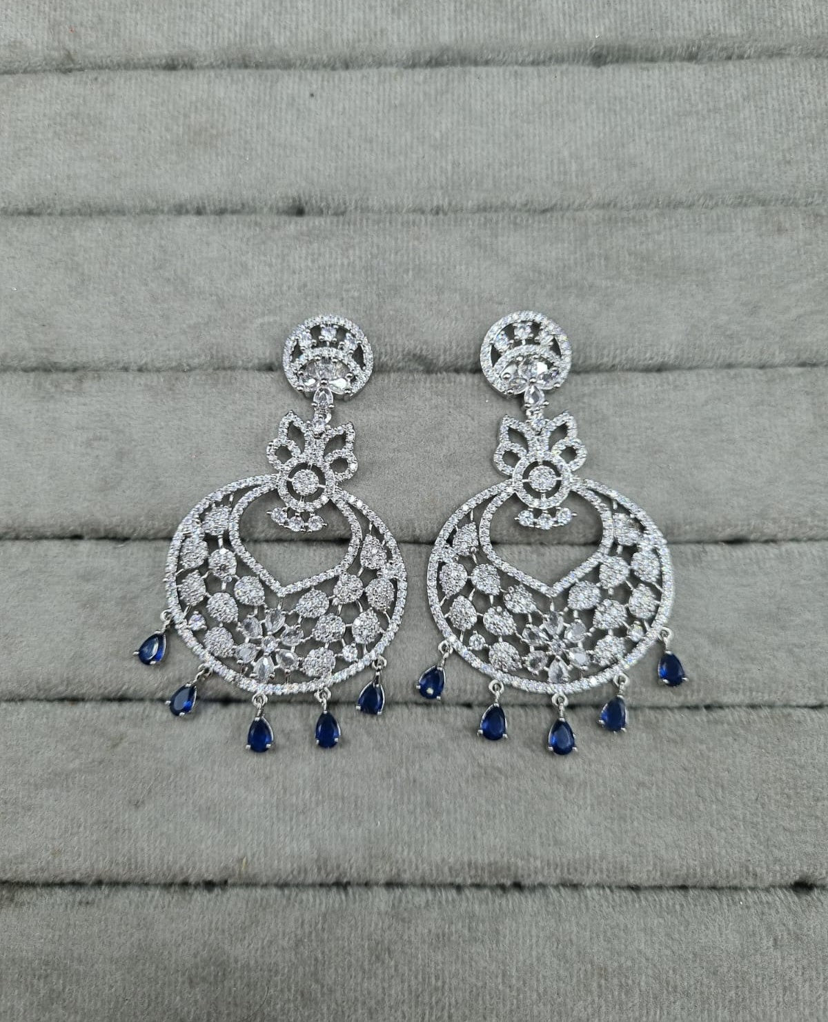 Floral Red & White AD Earrings Drops