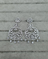 Floral Red & White AD Earrings Drops