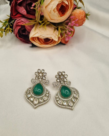 Midnight Bloom Gold Plated AD Earrings