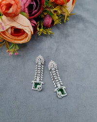 Traditional Sea Green American Diamond Earrings