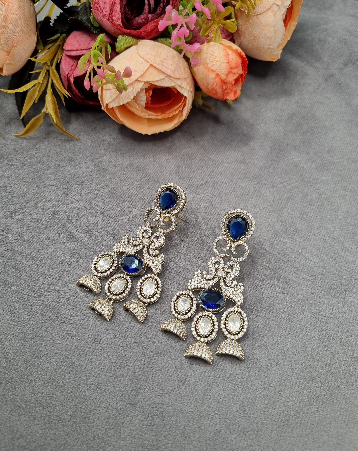 Imperial Blue American Diamond Earrings