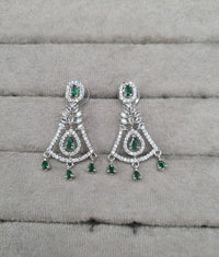 Geometric Chandelier American Diamond Drop Earrings