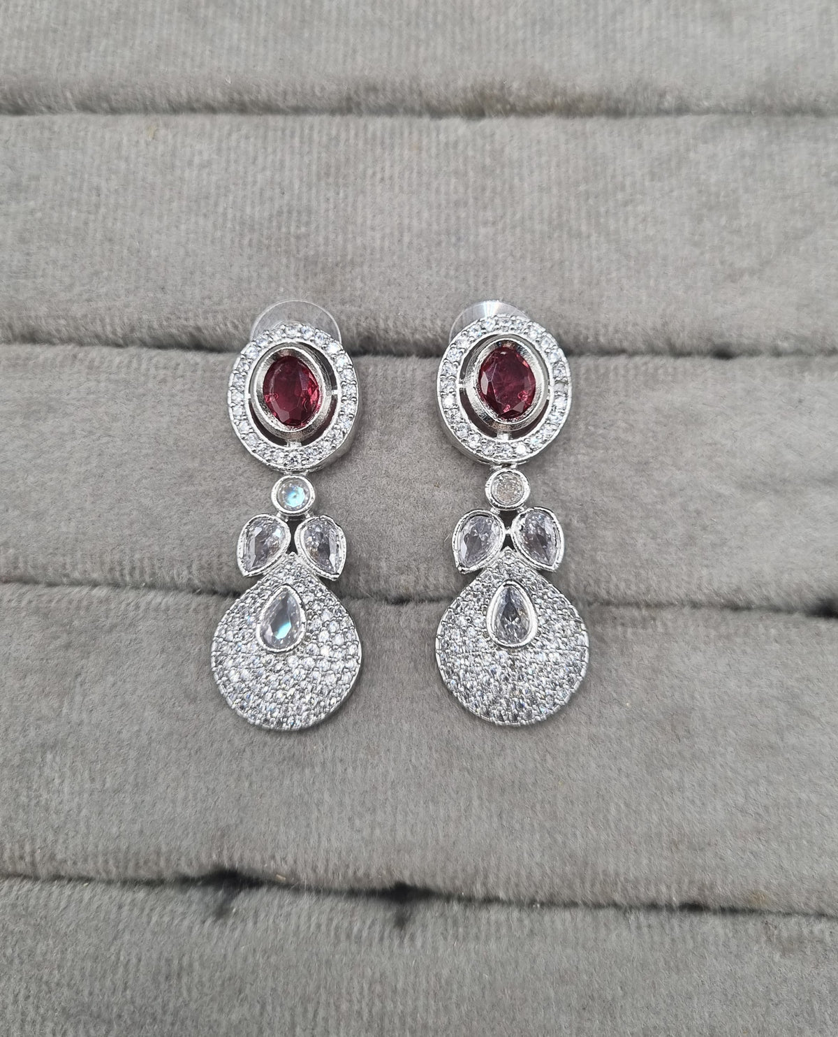 Pavé Teardrop American Diamond Drop Earrings