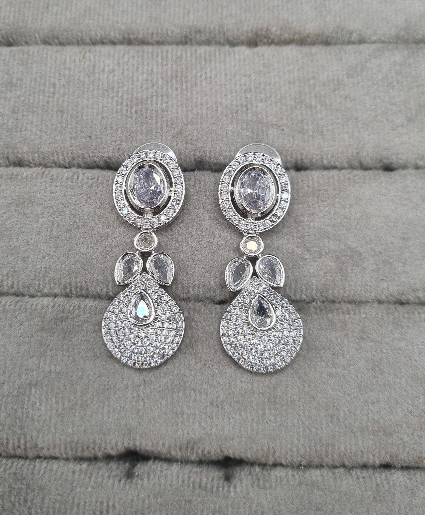 Pavé Teardrop American Diamond Drop Earrings