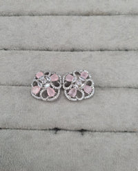 Floral American Diamond Statement Stud Earrings