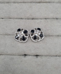 Floral American Diamond Statement Stud Earrings
