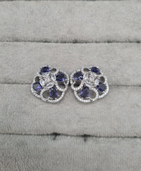 Floral American Diamond Statement Stud Earrings
