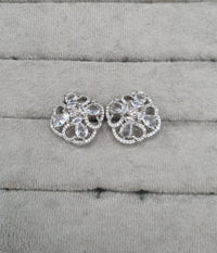 Floral American Diamond Statement Stud Earrings