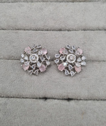Round Bloom American Diamond Studs