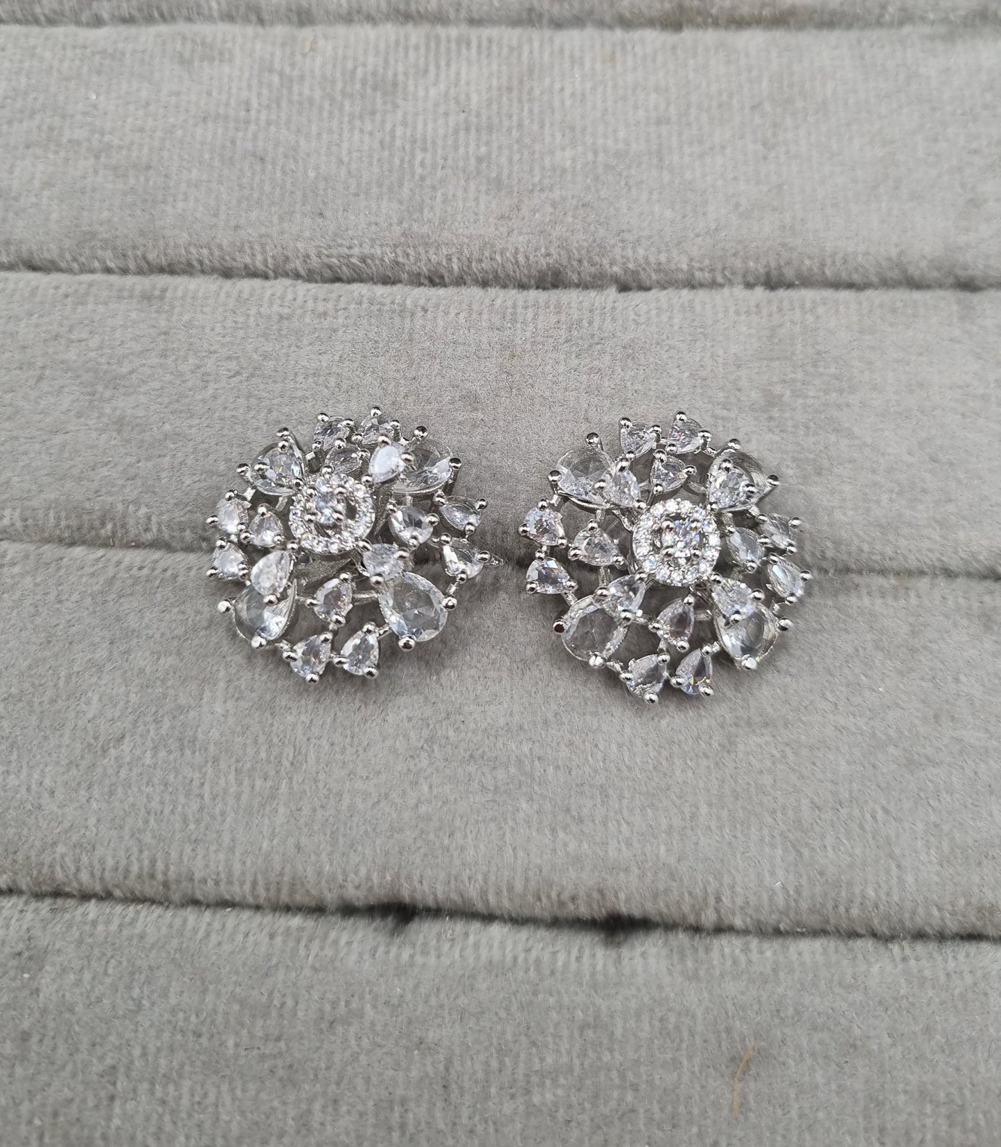 Round Bloom American Diamond Studs