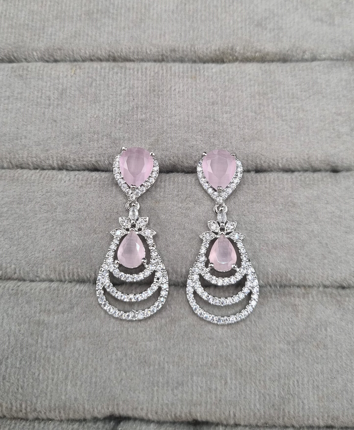 AD Cubic Zirconia Tiered Drop Earrings
