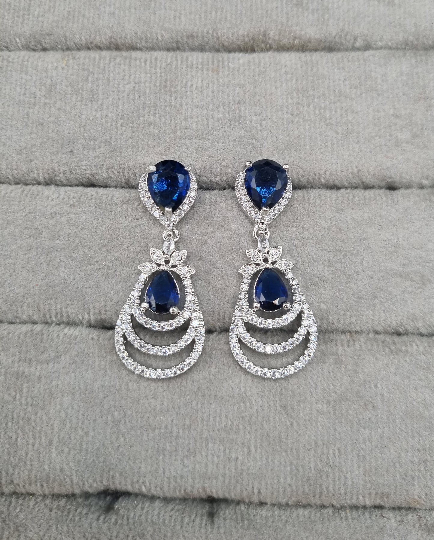 AD Cubic Zirconia Tiered Drop Earrings