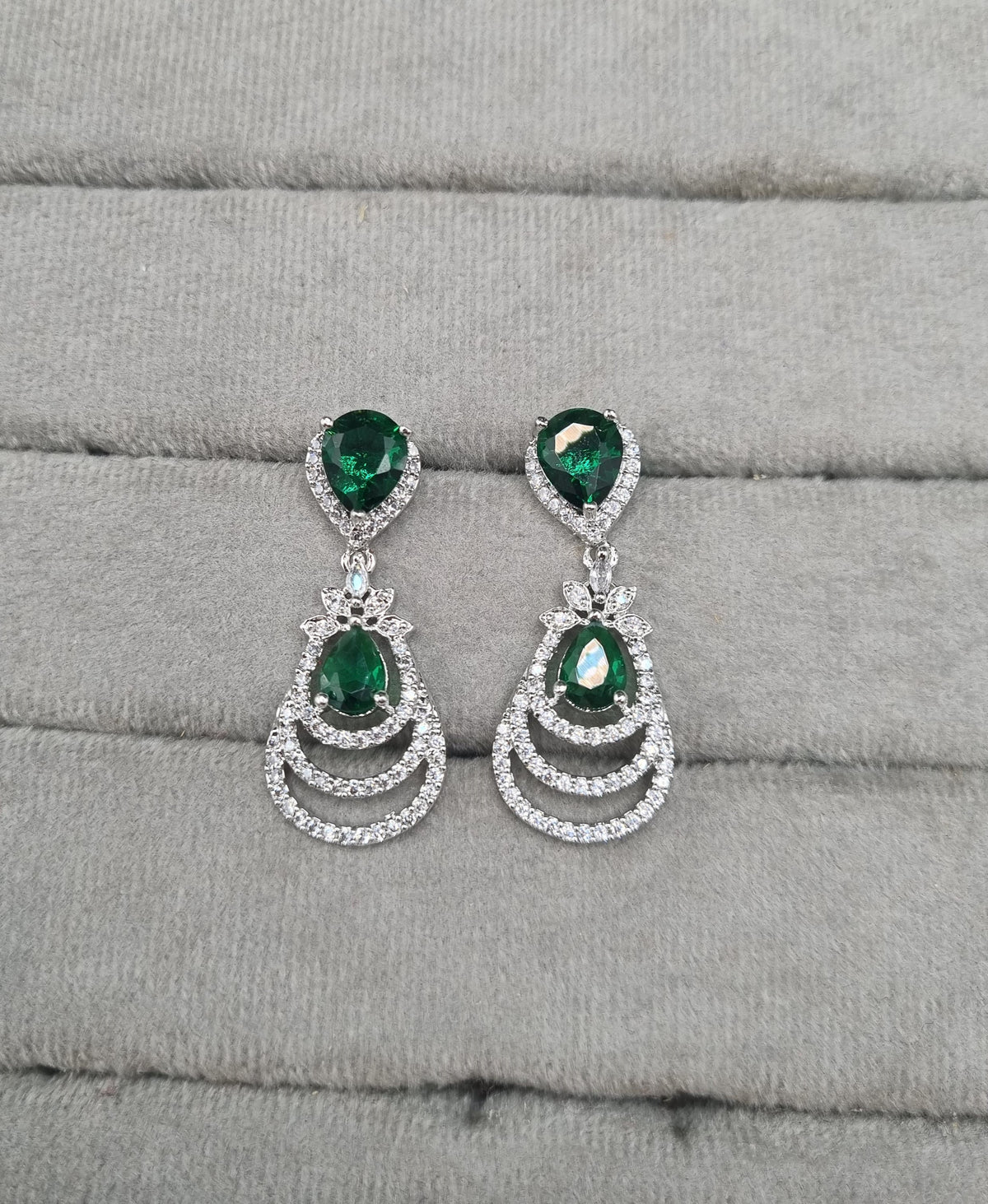 AD Cubic Zirconia Tiered Drop Earrings
