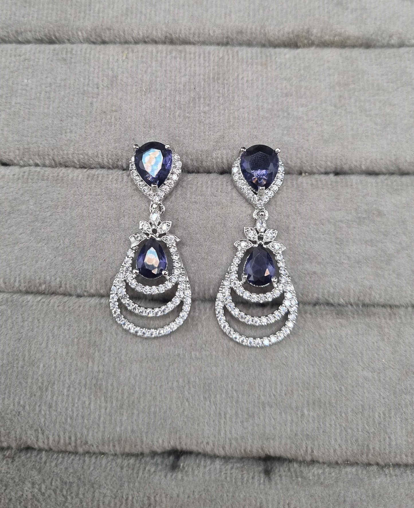 AD Cubic Zirconia Tiered Drop Earrings