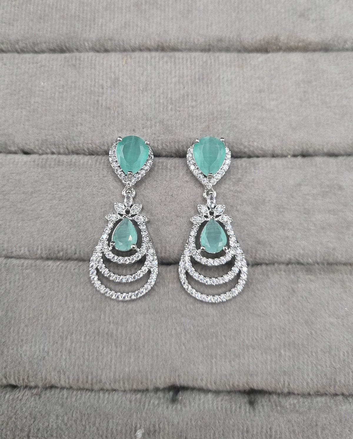 AD Cubic Zirconia Tiered Drop Earrings