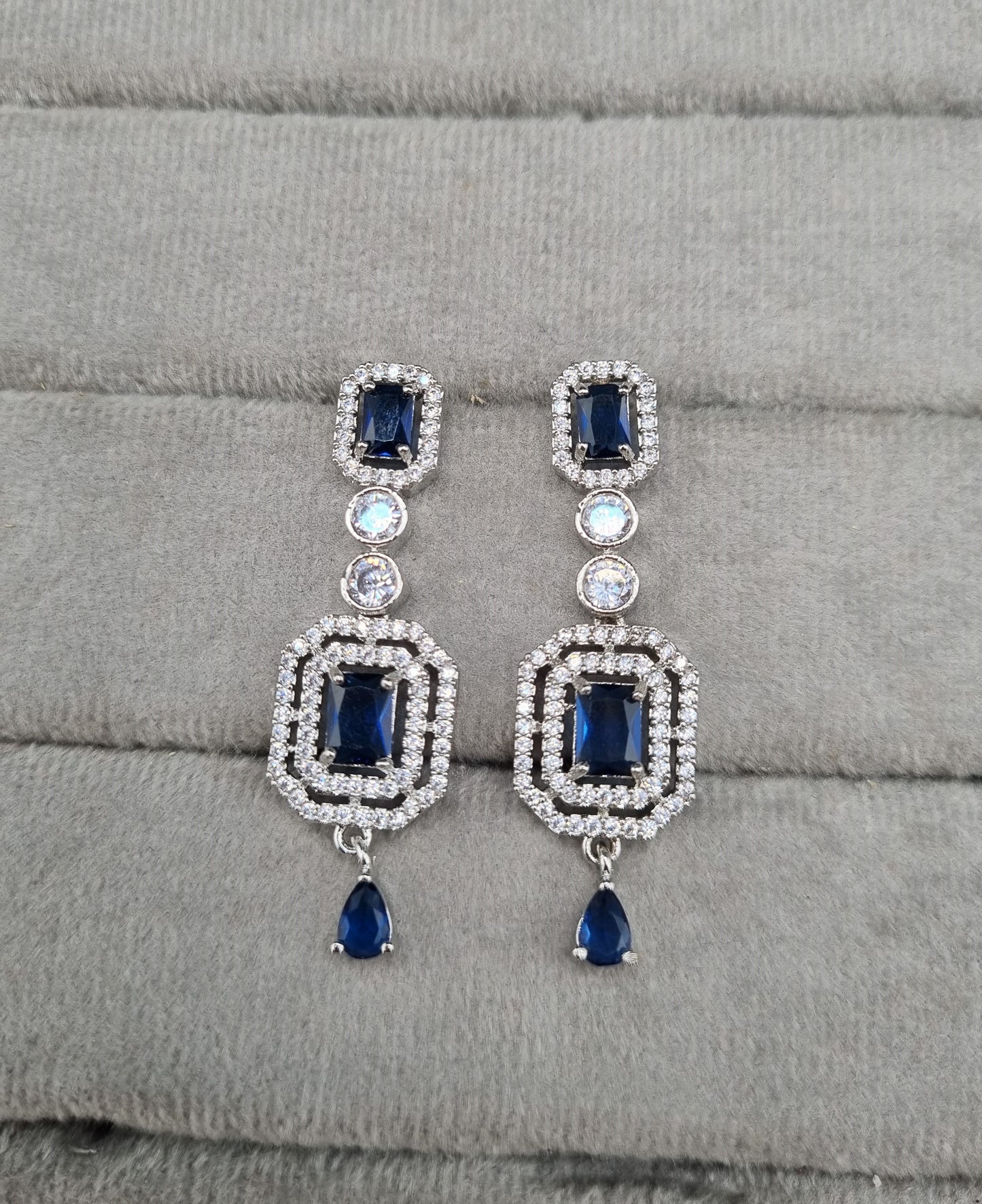 Geometric Double Halo Drop Earrings