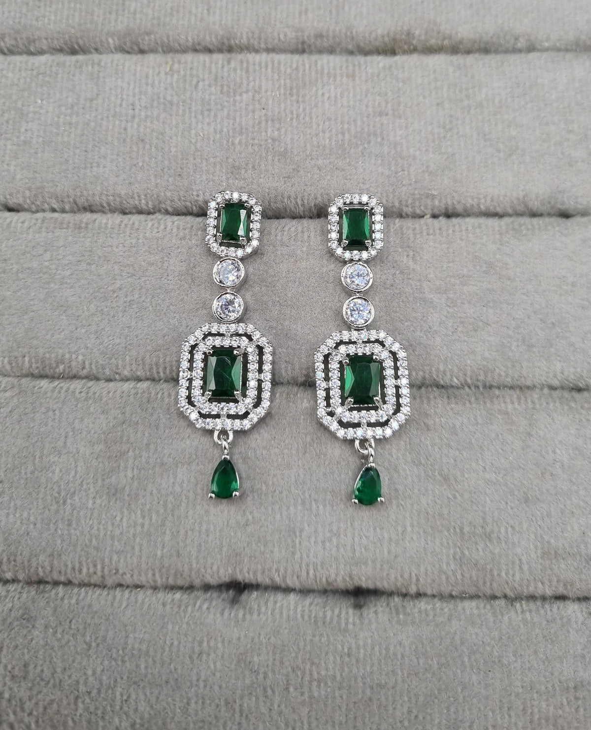 Geometric Double Halo Drop Earrings