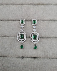 Geometric Double Halo Drop Earrings