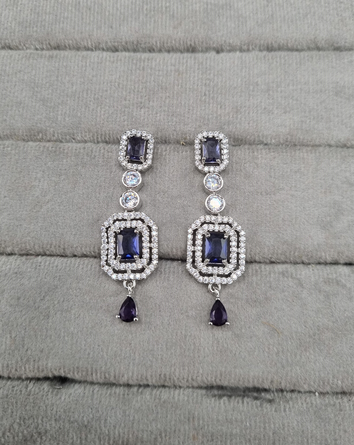 Geometric Double Halo Drop Earrings