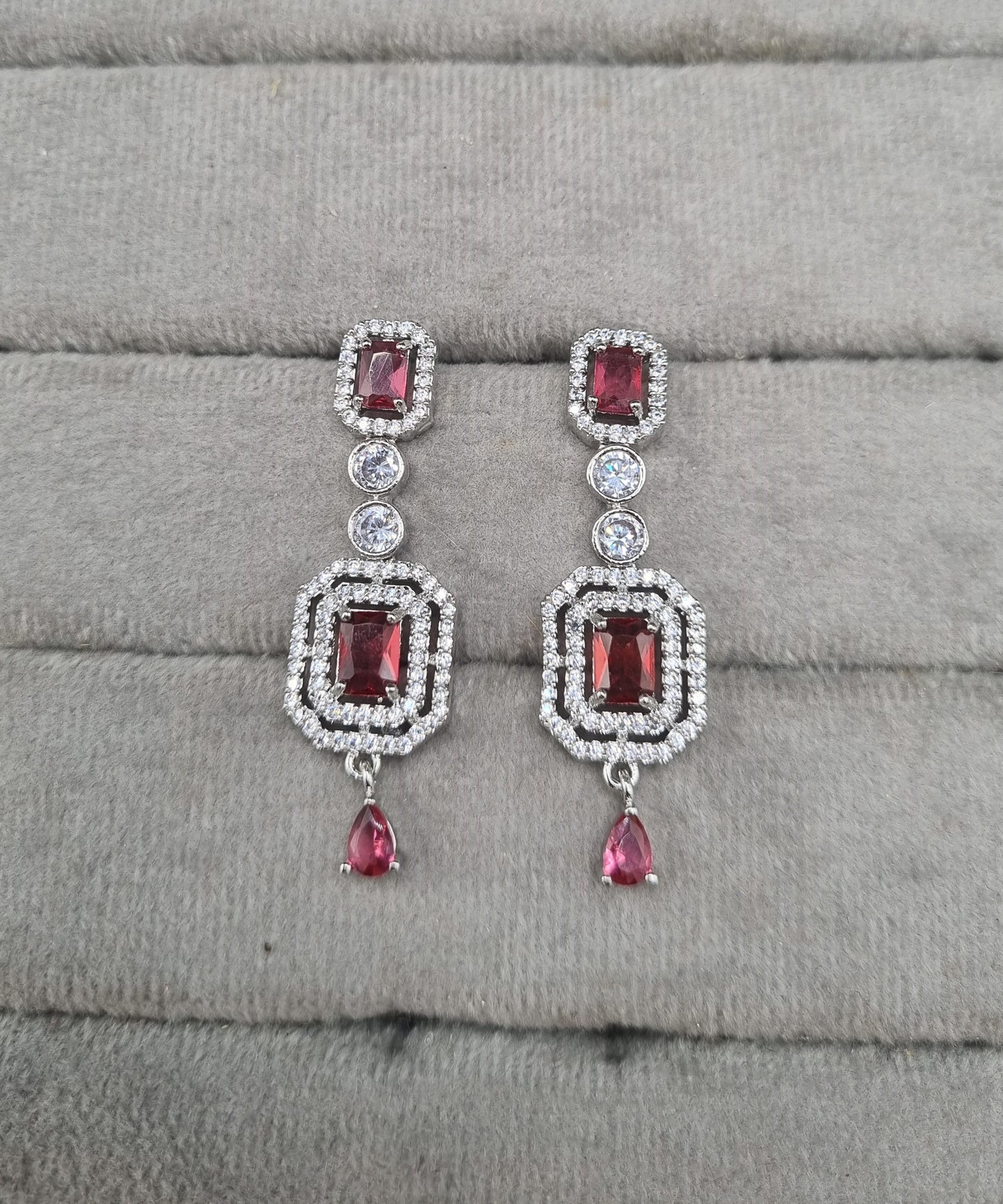 Geometric Double Halo Drop Earrings