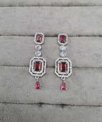 Geometric Double Halo Drop Earrings