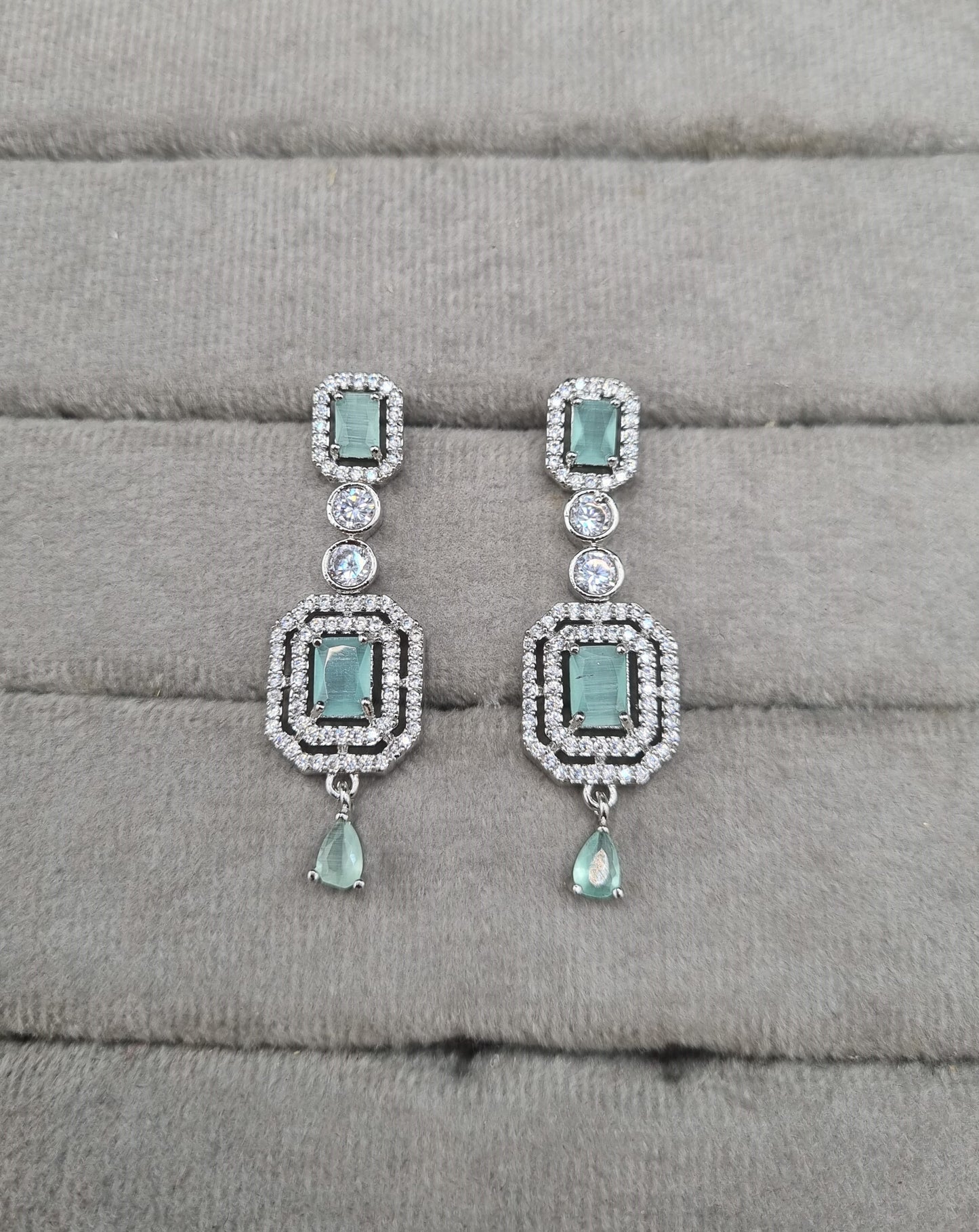 Geometric Double Halo Drop Earrings