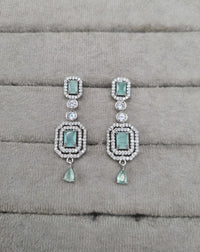 Geometric Double Halo Drop Earrings