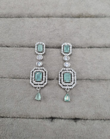 Geometric Double Halo Drop Earrings