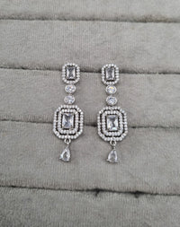Geometric Double Halo Drop Earrings