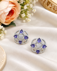 Teardrop Cluster American Diamond Stud Earrings