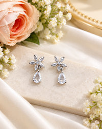 Dainty Marquise Floral AD Dangle Earrings