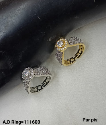 American Diamond Silver & Gold Plated Fashion Finger Ring Per Pieces