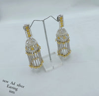 Designer Silver Finish AD Jhumka Earrings with Beaded Tassels – Elegant Traditional Style